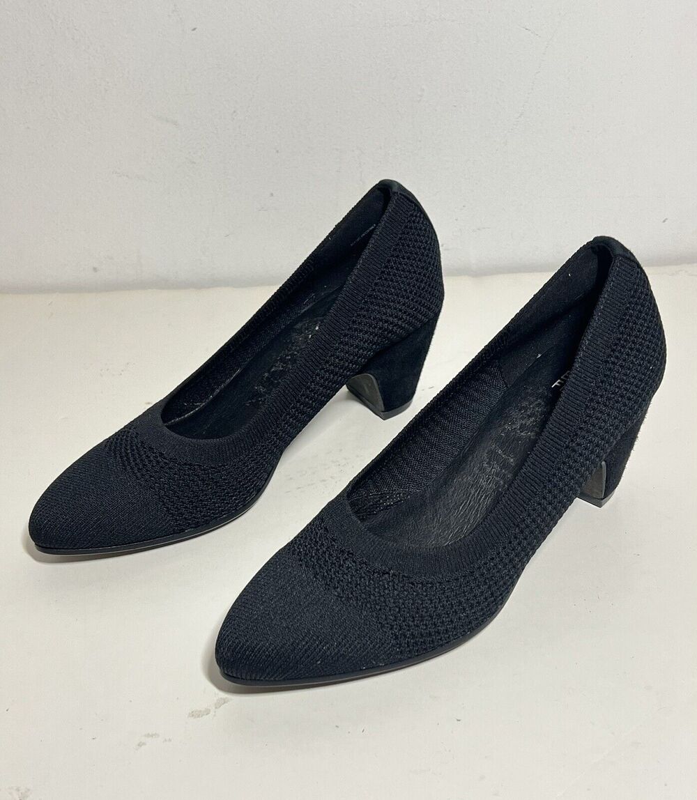 Eileen Fisher EUC Black Kiss Stretch Sock Knit Pump 2" Heel Shoe Size 6